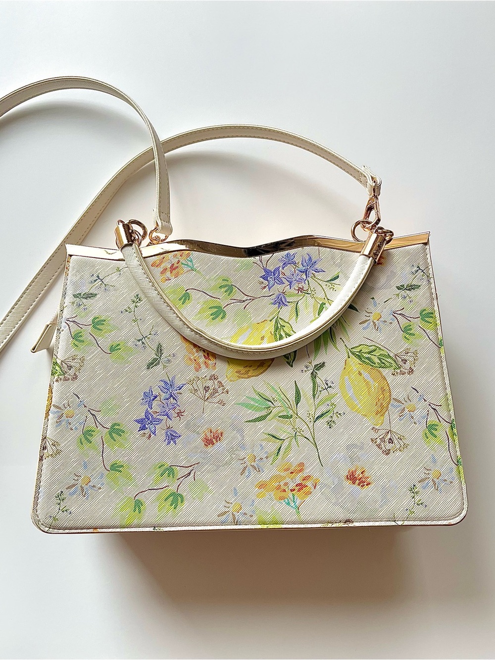 🍋 crossi gorgeous lemon + floral printed crossbody purse